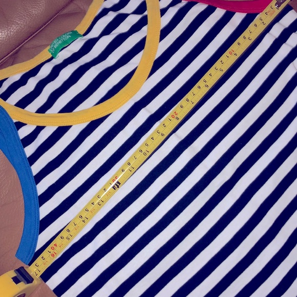 BENETTON (XL) Multicolour vintage strap shirt 100% cotton - Picture 4 of 11